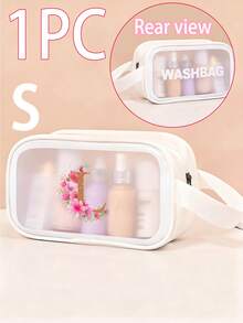 1个花卉字母A-Z旅行化妆包，大容量PU化妆包，护肤品和洗漱用品收纳袋，口红和化妆品收纳袋，防水家用医疗包，便携高端旅行包，简约优雅双色多隔层收纳包，适合女性、学生、旅行者，可作为礼物送给朋友、同学、老师、母亲、姐妹，生日、节日礼物 - 白色 - 查看 23