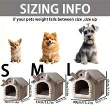 1件装宠物别墅，宠物屋，毛绒猫狗床，室内/室外两用加热垫，半封闭式猫床，宠物安全，秋季猫帐篷，保暖狗床，猫床，狗屋，四季宠物床，猫别墅，小型犬，博美犬床 - 圣诞礼物，兔子床，灰色长耳兔床，可拆卸可水洗，狗屋，猫屋 - 多色 - 查看 3