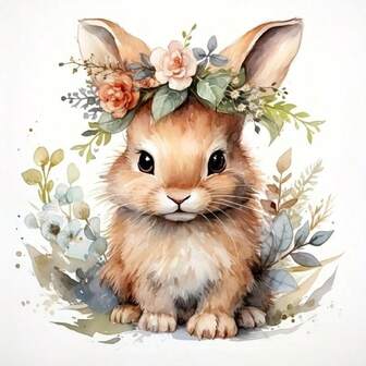 1件套无框圆形钻石画套装 - 兔子主题，全钻钻石画，DIY马赛克工艺套装，包含点钻笔、胶水、托盘和钻石珠。适合钻石画爱好者、家居墙面装饰礼品、儿童益智玩具、减压用品。