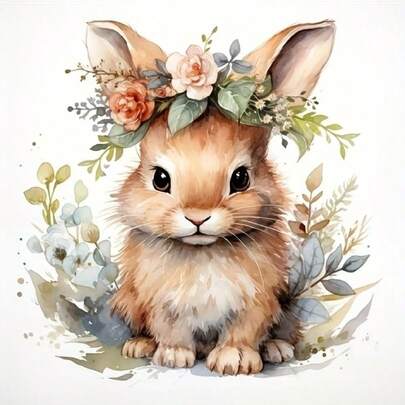 1pc Frameless Round Diamond Painting Kit - Rabbit Theme, Full Drill Diamond Art, Canvas DIY Mosaic Craft Kit With Pen, Glue, Tray, Diamond Beads. Suitable For Diamond Painting Enthusiasts, Home Wall Decor Gifts, Children's Educational Toys, Stress Relief