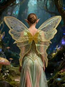 1pc Super Large Gold Foil Butterfly Wing, Shiny And Transparent Angel Fairy Wings, Adult Costume Props. Suitable For Various Holiday Parties, Bars,Elfears, And Carnivals - Multicolor - View 8