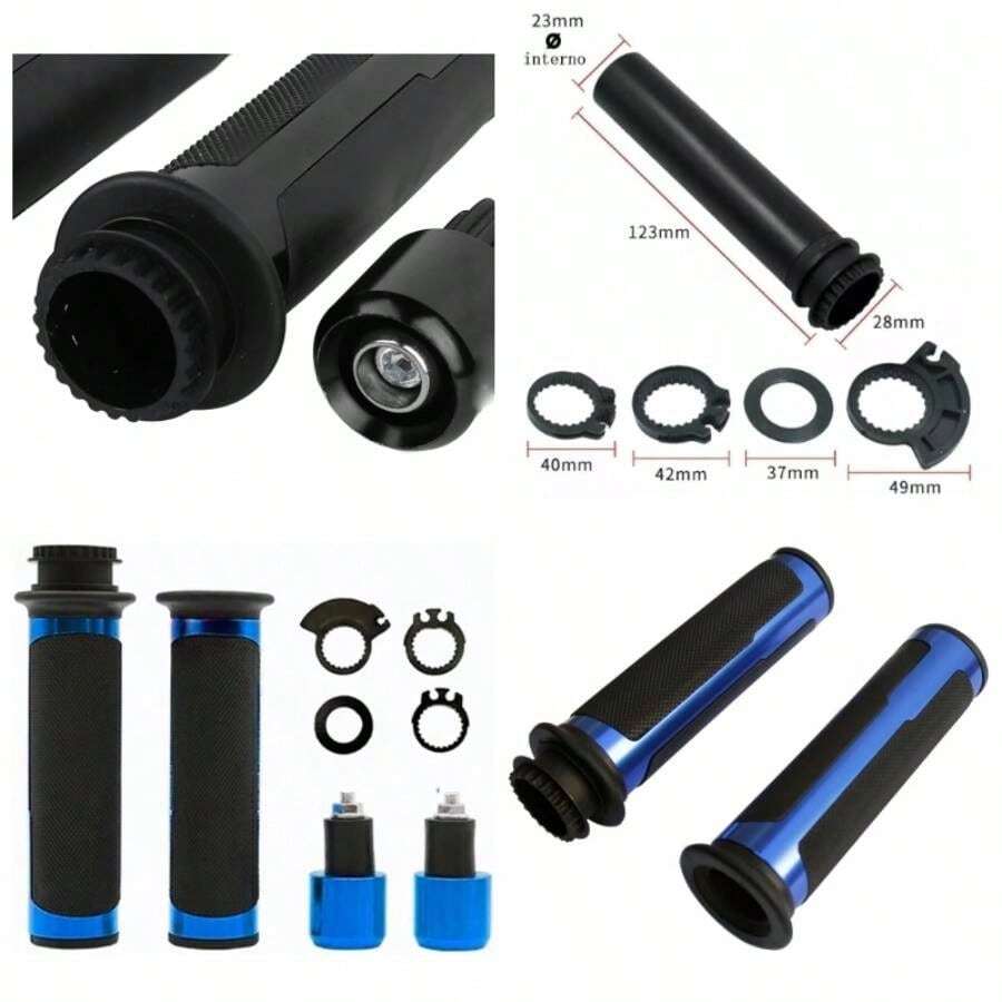 Puo de Moto Agarradera Manillar Empuadora Antideslizante Contrapeso Universal Hand Grips de Aluminio - azul - Ver 1