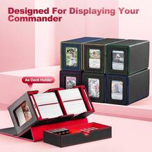 Caja para tarjetas MTG, caja de almacenamiento de tarjetas doble con 2 pantallas de comandante y bandeja de dados, se adapta a ms de 200 tarjetas de doble manga, organizador de tarjetas para tarjetas - black&Rojo - Ver 6
