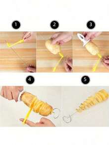 1 Set/6 Pieces Multifunctional Spiral Potato Slicer, Novel Potato Cyclone Potato Roll Making Convenient Artifact, Stainless Steel Manual Tornado Vegetable Cutter, Suitable For BBQ, Camping Kitchen Tools Kitchen Gadgets Essential Valentine's Day Vegetable Chopper & Fruit Slicer, Multifunctional Plastic Vegetable Slicer - Multicolor - View 3