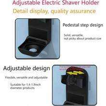 Paquete de 2 soportes ajustables para afeitadora elctrica, soporte de pared, soporte para maquinilla de afeitar con pegamento Nailless, soporte para cepillo para polvo de dientes elctrico, soporte - Blanco y black - Ver 6