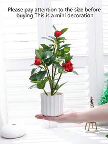 1 Piece Artificial Camellia Bonsai Plant - Outdoor Garden Flower Stand Decoration. Home Office Desk Plant. Family Bathroom Kitchen Shelf Artificial Plant Decoration. - Multicolor - View 9