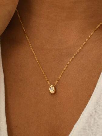 1 Collar con colgante en forma de gota de circonita personalizado de plata de ley 925 de moda para mujer, regalo de joyería para el Día de San Valentín