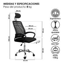 Monhey Office Chair, Ergonomic Office Chair with Lumbar Support & 3D Headrest & Flip Up Arms Home Office Desk Chairs Rockable High Back Swivel Computer Chair White Frame Black Mesh Study Chair, Gaming chair - Negro - Ver 3