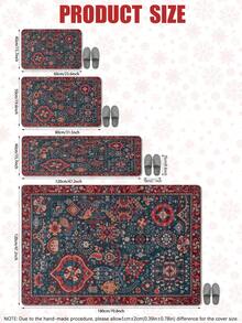 1pc European Style Flannel Floor Mat, Lightweight Washable European Art Printed Rug, Suitable For Kitchen Decor, Machine Made, Rectangular, Kitchen Floor Mat, Doormat, Living Room Rug - Multicolor - View 9