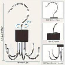 2 Pieces Of Six Cw Rotating Multifunctional Hooks: Clos, Hats, Scarves, Wardrobe Storage Hooks - Door Hooks - Bag Hooks - Woon Polished Surface Hooks - 1 - View 3