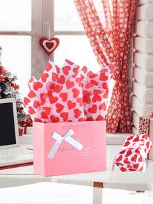 20pcs/Set Gift Wrapping Tissue Paper, Handmade DIY Craft, Bulk White With Red Heart Patterned Tissue Paper, Valentine's Day Gift Wrapping Tissue Paper, Watercolor Red Heart Gift Wrapping Paper, For DIY Arts & Crafts, Wedding Anniversary Party Decoration - Multicolor - View 3