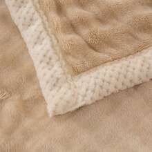 1pc Faux Rabbit Fur Throw Blanket, Luxurious & Comfortable Bedding For Bedroom, Dorm, Office Nap. This Is A Home And Office Decor Product - Beige - View 5