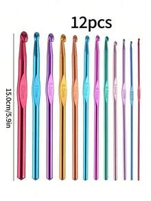 12pcs/Set Random Color Crochet Hooks, Handmade DIY Knitting Tools - Multicolor - View 2