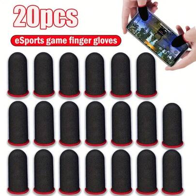 20pcs High Sensitivity Gaming Finger Sleeves, Carbon Fiber Gaming Finger Covers, Breathable Anti-Sweat Gaming Finger Sleeves, Anti-Breakage Gaming Finger Covers, Suitable For Mobile Games And All Touchscreen Devices, Gift For Boyfriend, Christmas Gift