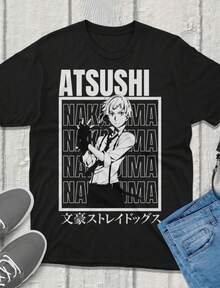 Aushi Bungou Stray Dogs T-Shirt Anime Vintage Streetwear Premium Quality Rel Featuring Your Fa - 黑色 - 查看 1