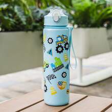 1pc, 700ml/23OZ Ocean Animal Series Plastic Water Bottle With Cap, Straw And Carrying Strap, Portable, Multiple Styles Available, Suitable For Outdoor Sports, Cycling, Travel, Camping, Gifts And Festivals - Multicolor - View 16