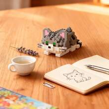 12pcs Micro Particle Cute Cat Desktop Decor/ABS Material/Finger Tip Cute Toy! Mini Cat Building Blocks, Heal Your Desk Time/Office/Desk Essential! Mini Cat Building Blocks, Stress Relief & Versatile/Suitable As Warm Gift For Family, Friends, Couples - Multicolor - View 13
