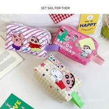 CRAYON SHINCHAN 1 hộp đựng bút chì màu in họa tiết hoạt hình dễ thương Crayon Shin-Chan, túi xách, túi đựng đồ trang điểm di động khi đi làm, túi đựng đồ dùng học tập dung tích lớn - Nhiều màu - Xem 8