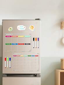 1 pieza Pizarra magnética de acrílico para refrigerador, pizarra de notas transparente con sujeción magnética para la puerta delantera, planificador semanal - Multicolor - Ver 8