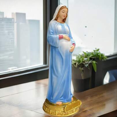 Estatua de la Virgen María, figura de la Madre de Dios embarazada, regalo ideal para Eid Al Adha, figura coleccionable pintada a mano de resina, imagen de escultura de la Madre de Jesús Dios, decoración religiosa para el hogar