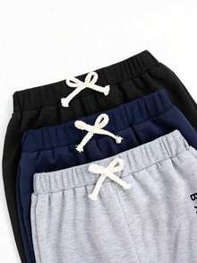 3pcs Tween Boys Letter Graphic Sweatpants Set