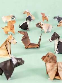 1 Set Complete Paper Cats & Dogs/Dinosaur Origami Kit For Adults & - Step-By-Step DIY 3D Paper Craft Set With 50+ Folded, Dog & Dinosaur Models, Origami Booklet - Home & Office Decor Art Activity (No Glue/Easy Assembly)