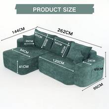 L-Shaped Corner Sofa "Cloud Couch", 262 Cm With Chaise Longue, Extra-Deep Seat, Delivered Assembled, Modular Sofa In Green Chenille For Living Room - Màu xanh lá cây đậm - Xem 2