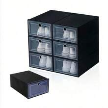 3/6/12 Piezas Cajas Organizadoras Apilables Para Zapatos,Zapatera Organizador Armable Apilable Tenis Tacones Botas - Blanco y Negro - Ver 2