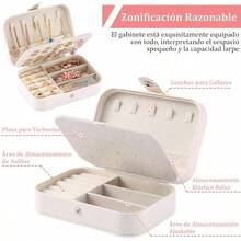 Alajeros Joyeria Mujer, Joyeros Organizadores Porttil con Compartimentos, Regalo de Joyero para Mujer, Organizador de Accesorios para Anillos, Aretes, Pendientes, Collares Blanco - Blanco - Ver 4