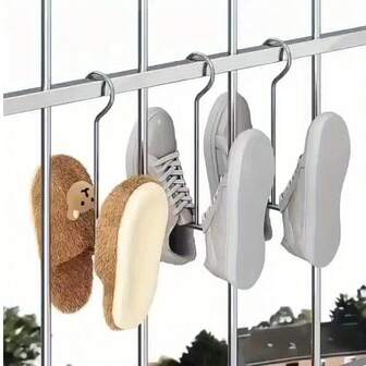 5/8 st. torkställning för skohyllor i rostfritt stål, hängande skoställ i metall, platsbesparande torkställning för kläder, multifunktionell krok för garderob, torkställning för balkongsko