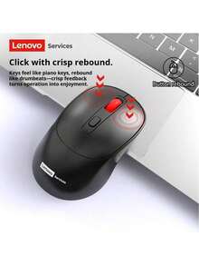 Lenovo N02 Wireless Mouse, 2.4G Wireless Connection, 4 Buttons, Strong Anti-Interference Capability, Smart Sleep Mode, Extended Battery Life, Portable Design, Suitable For Office, Laptop, Desktop And Tablet - Black - View 2