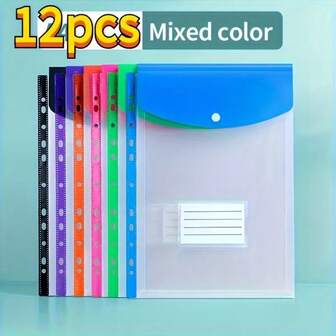 2026 New 12 Styles 6 Colors A4 Expanded File Folder With Button, 11-Ring Binder Pocket - High Strength PP Plastic File Storage Box With Locking Device, Bright Color (Gray) - Durable A4 Binder Storage Box, Suitable For School, Office And Home