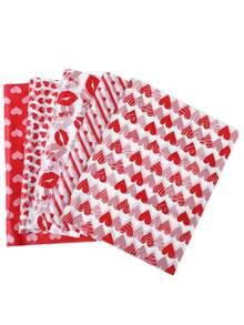 20pcs/Set Gift Wrapping Tissue Paper, Handmade DIY Craft, Bulk White With Red Heart Patterned Tissue Paper, Valentine's Day Gift Wrapping Tissue Paper, Watercolor Red Heart Gift Wrapping Paper, For DIY Arts & Crafts, Wedding Anniversary Party Decoration - Multicolor - View 2