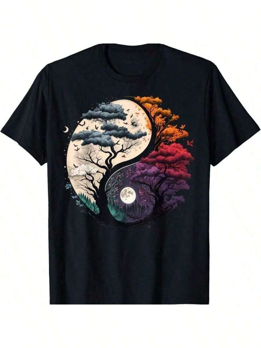 Yin Yang Tree Of Life T-Shirt - White - View 1