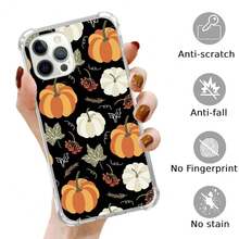Pumpkin Fall Leaves Phone Case Compatible With For IPhone 16 Pro, Cute Halloween Pumpkin Pattern Phone Case For For IPhone 16 Pro, Cool  TPU Bumper Case Cover,PumpkinFallLeaves - 南瓜秋葉 - 查看 3