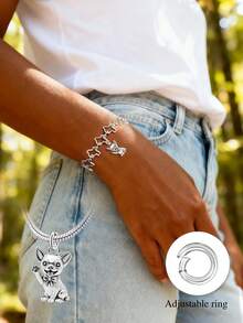 1个925纯银吉娃娃吊坠，适合DIY串珠、手链，精美礼品，圣诞礼物 - 款式8 - 查看 2