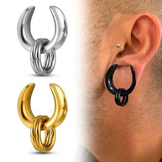 2 Adet Günlük Eyer Kulak Tünelleri Tıkacı 2 Halka Küpe 316L Paslanmaz Çelik Moda Kulak Ölçerler Sedyeler Piercing Vücut Takısı Erkekler/Kadınlar İçin