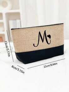 1件装个性化字母拼接女士手提包/化妆包/教师节礼物/可重复使用手提袋/女士极简大容量旅行化妆包/多功能便携女士礼物/情人节/圣诞节礼物/化妆包/旅行必备 - 彩色 - 查看 10