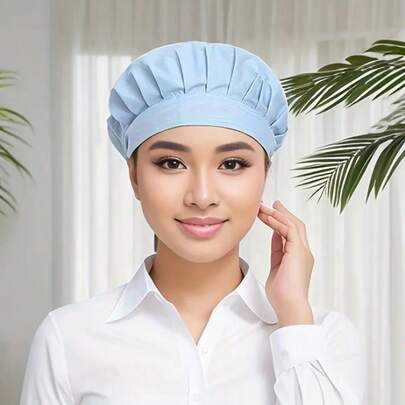 Black/White/Pink/Blue Elastic Work Caps, Kitchen Cooking Chef Hats, Catering Service Hairnets, Workshop Work Caps, Food Processing Fall-Preventing Head Coverings