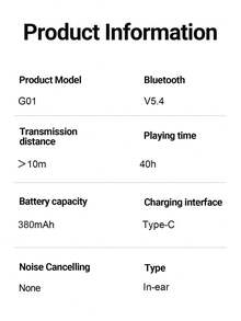 G01 Wireless Earbuds With Active Noise Cancellation, Bluetooth 5.4, Multifunctional Touch Control, Suitable For Sports, Travel, And Gifting - 彩色 - 查看 4