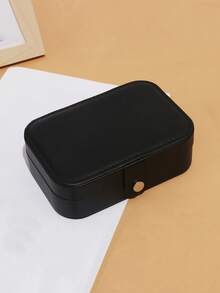 Portable Mini Jewelry Storage Box, Travel Organizer, Leather Jewelry Display Box For Earrings Necklaces Rings Valentine Day Back To School - Black - View 13