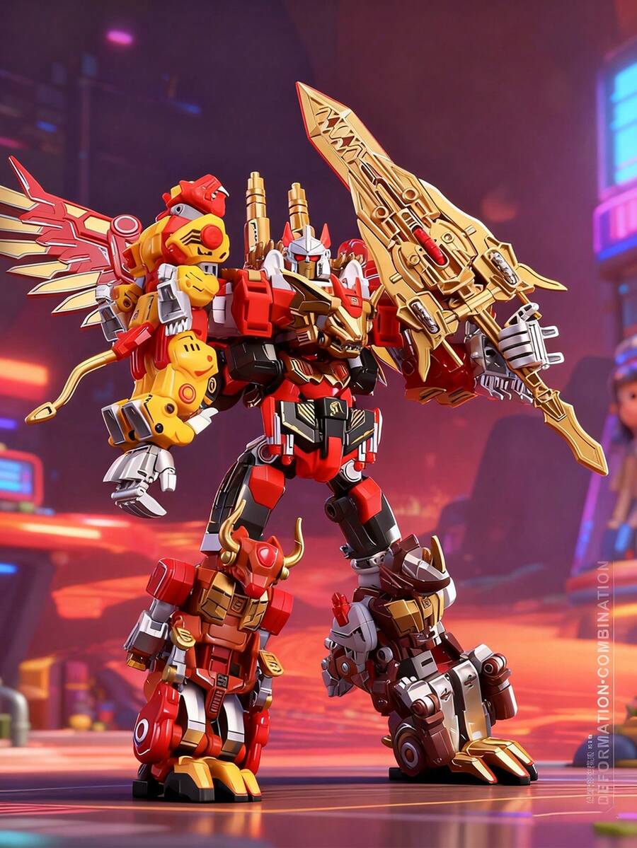 6合1天穹戰神變形機器人玩具，適合6歲以上兒童，多形態變形與DIY動物拼接組合，高級合金與堅固ABS塑料，CPC認證，恐龍獅獸戰士造型，男孩生日禮物