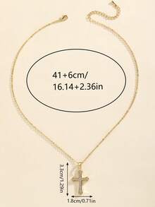 母亲节礼物：升级版皇冠十字架项链，14K镀金皇冠十字架吊坠项链，简约钻石金项链，信仰十字架首饰，初领圣餐项链 - 浮雕十字架吊墜 - 查看 4