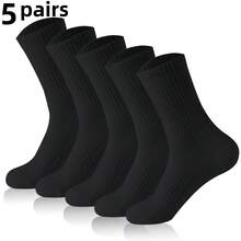 10 Pairs Antibacterial Odor-Resistant Socks, Solid Black & White, Short/Mid/Crew Length, Breathable Sports Socks, All Season