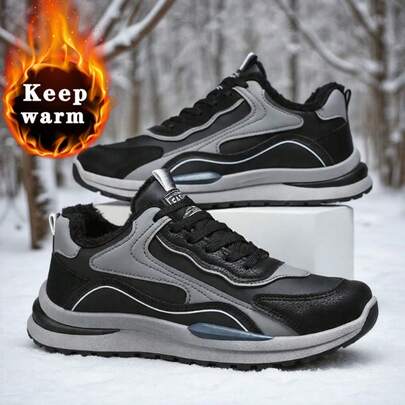 Zapatos de nieve de moda de caña baja para hombres, zapatos con aislamiento grueso, adecuados para el ocio al aire libre en invierno