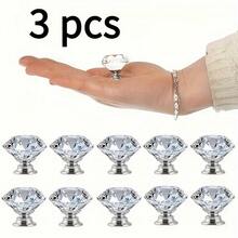 2/3/5pcs Elegant Crystal Clear Acrylic Cabinet Knobs - Polished, Diamond-Shaped Drawer Pulls, Suitable For Vanity And Wardrobe - Fit, No Wiring Required - Transparent color - View 9