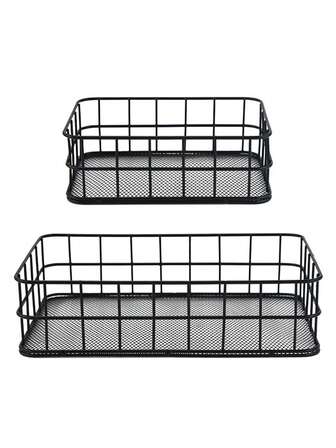 1/2 st järntrådsnät skrivbordskorg, kreativ metallorganiseringskorg