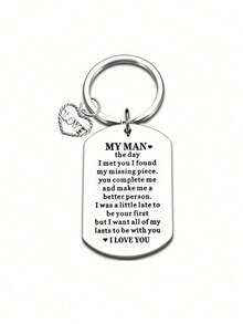 Stainless Steel Keychain With Engraved Letters' My Man ',Keychain, Package Chain,For Backpacks, Purses,For Women Men Teen Girls Boys,Valentine'S Day - Durable Rectangular Tag With Clasp,Suitable For Giving To Family, Loved Ones, Friends, And Classmates - Multicolor - View 14