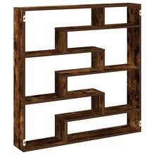 Estantería de pared vidaXL con 7 compartimentos fabricada en madera de roble ahumado. - Multicolor - Ver 2