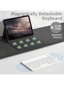 TenYide Slim Bluetooth Keyboard + Tablet Magnetic Protective Case, Multi-Angle Stand, Foldable Stand, Anti-Fall/Shock/Dust/Fingerprint, Tablet Protective Cover Compatible With Ipad Series/ Galaxy TAB Series/ MatePad Series/Honor Pad Series/ Pad Series/Redmi Pad Series/ Tab/ Xiaoxin TAB Series, Multiple Color Options - Color - View 4